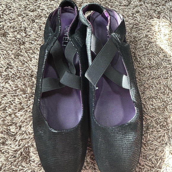 VANELI Marjory Mary Jane Black Liz Print Wedge Shoes elastic Straps Size 9.5. - Picture 1 of 9